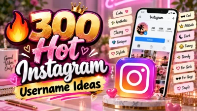 300 hot Instagram username ideas with stylish, cute, classy, aesthetic, and attitude themes
